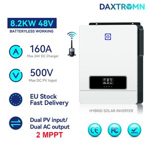 Daxtromn 8,2 кВт гибридный солнечный инвертор 48 В 220 В 2 переменного тока выход 2MPPT PV 500 В постоянного тока 160 А MPPT солнечное зарядное устройство ВКЛ-ВЫКЛ сетевой инвертор 8200 Вт с Wi-Fi