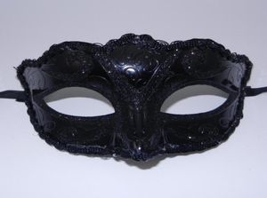 Festmasker kvinnor flickor sexig svart spetskant venetian maskerad hallowmas mask maskeradmasker med lysande glittermaskdans p8674356