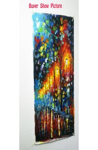 Handmålad väggkonst Modern abstrakt oljemålningar Rain Tree Road Colorful Palette Knife Oil Målning på duk för vardagsrum H7393007