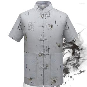 Ubranie etniczne Chińskie tradycyjne męskie koszulki Tops Mężczyzna stojak na obrożę