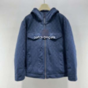 23SS Designer Men's Parka, Hooded Letter broderad Jacquard Down Jacket, Windbreaker av högsta kvalitet, Custom Woven denimtyg
