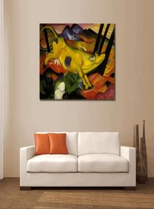 Wall Art Franz Marc Malarstwo olejne Streszczenie żółtej krowie ręcznie malowany dekoracje domu5531783