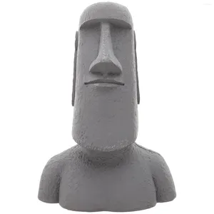 Trädgårdsdekorationer tillbehör sten staty prydnader påskhuvuden dekoration harts liten moai prydd vackra tiki