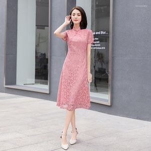 Ubranie etniczne fzslcyiyi Chińskie kobiety koronkowe qipao seksowna sukienka Cheongsam mandarynka elegancka elegancka lady impreza