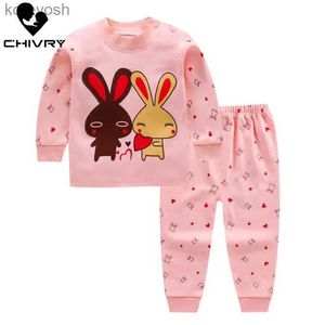 Pigiama Nuovo 2022 Bambini Ragazze Ragazzi Pigiama Set Cartoon Stampa Manica lunga O-Collo T-shirt carina Top con pantaloni Bambino Autunno Vestiti per dormireL231109