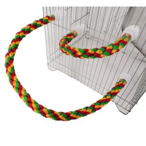 Other Bird Supplies 105/80/55/30cm Colorful Parrot Rope Hanging Braided Budgie Cage Cockatiel Toy Pet Stand Accessories Ladder Swing