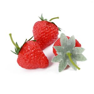 Party Decoration 20st Home Xmas Artificial Strawberry Diy Fruits Set Kindergarten Plastisk falsk frukt till julbröllop