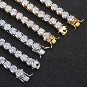 Colar Moissanite pulseiras de luxo designer pulseira de tênis para mulheres homens incrustados 1 linha 8MM CZ diamante banhado a ouro hip hop designer jóias