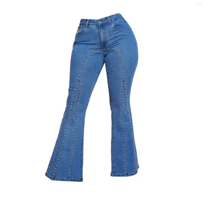 Jeans da donna blu a vita alta skinny strappati con stampa di stelle pantaloncini lunghi Jean da donna per pantaloni taglia 16