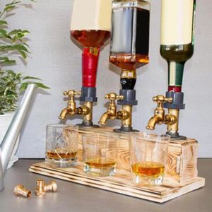 Bar Tools Wooden Liquor Dispenser Whiskey Cocktail Alcohol Faucet Drink Dispenser Station Beverage Wine Racks Bar Party Carnival Tools 231109