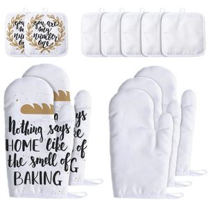 Oven Mitts 4Pcs Sublimation Oven Mitts Set Include 2 Sublimation Heat Resistant Oven Gloves 2 Blank Pads Pot Holders for Kitchen Cook 231109