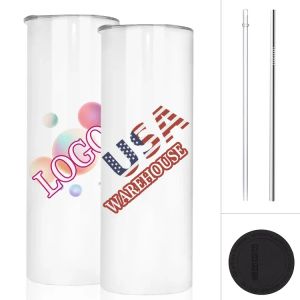 Oss 2 dagars leverans 20oz sublimering tumbler rostfritt stål dubbel vägg rak sublimering blanker bilmuggar med lock