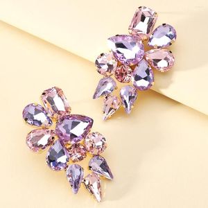 Stud Earrings Modern Fashion Big For Women Luxury Design Geometric Crystal Unique Charm Cute Brincos Party Jewelry Accessories