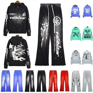 Hellstar Hoodie Designer Hoodies Moletons Retrato Retrato High Street Tide Hip Hop Engrossado Athleisure Bolsos pintados à mão Womens Sweaters Hoody Tamanho S-XL