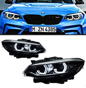 Conjunto de farol para BMW F22 Série 2 Faróis LCI Angel Eye Styling Luzes diurnas LED Projetor duplo DRL Light