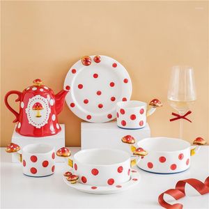 Tassen Pilzbecher Keramik Geschirr Set Wasserflasche Amphore Schüssel Kaffee Milch Tasse Niedliche Teekanne Handgemachte Home Party Decor Geschenke