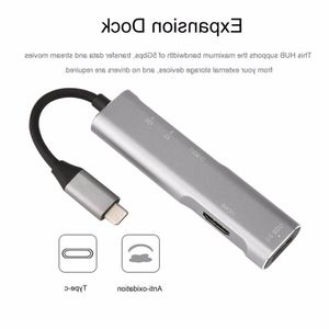 Бесплатная доставка USB 31 Type C на 4K HD-MI HUB Адаптер Type-C Преобразователь Thunderbolt 3 Комбинированный док-ключ USB-C с зарядкой TF для Macbook Htnn