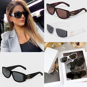 Óculos de sol com armação retangular de designer de alta qualidade para mulheres com armação branca da moda e design original de primeira linha CL40227I