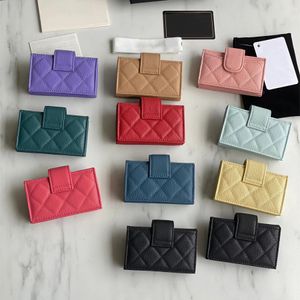 Quality Women Card Holder Real Leather Caviar Wallet Black Quilted Coin Classic Purse Lady Credit Card Holders Luxury Designer Card Holder Passport Holder