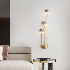 Wall Lamp Modern Gray Glass G4 Gold Black Copper Bedroom Living Room Aisle Dining Minimalist Lighting Art Deco