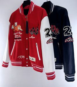 Herren-Designer-Jacke, modische Herren-Oberbekleidung, Leder-Vintage-Patch-Bombermäntel, Herrenjacken, rote Tiger-Buchstaben-Stickerei, Baseball-Uniform