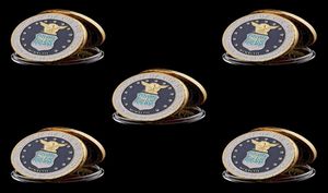 5pcs America Gold Plated Coins Craft Department Of The Air Force Military Challenge Coin Collection4524313