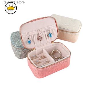 Jewelry Boxes Portable Jewelry Storage Box Earrings Lipstick Necklace Jewelry Pu Jewelry Princess Storage Box Display Case Q231109