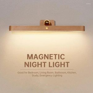 Lâmpada de parede Touch Touch Mirror de madeira Light Light Usb Recarregável quarto interno Home sem fio Maquiagem dianteira LED