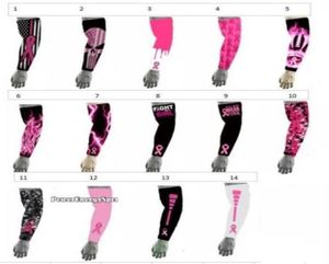 Ny 2019 Pink Football Flame Faith Love Ribbon Cancer Breast Arm Sleeve Compression Arm Hylsa Fuktighet Wicking Pink Ribbon Breast2115785