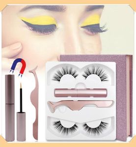 2 Pairs Magnetic false eyelashes magnetic eyeliner set 3D threedimensional imitation mink hair Reusable eyelash No Glue Needed6007791