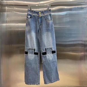 Женские джинсы 2023, весенние и летние джинсовые широкие брюки Y2k, одежда, пикантный модный дизайн на молнии и пуговицах с футболкой