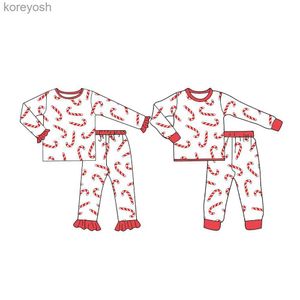 Pajamas تصميم جديد على غرار عيد الميلاد شقيق وأخت بيجاماس مجموعة الأولاد والبنات سراويل طويلة الأكمام طويلة الأكمام بيجاما مجموعة السكر قصب نمط 231109