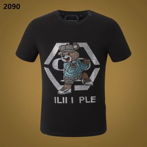 Mens tshirt designer PP Skull Diamond Short sleeve Dollar Brown bear Brand O-Neck high Quality Skulls T-Shirt polo shirts for man t shirt dress W7FM