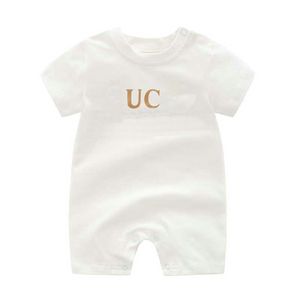 여름 패션 브랜드 편지 아기 옷면 반입 흰색 핑크 신생아 아기 소년 여자 Romper 0-24 개월