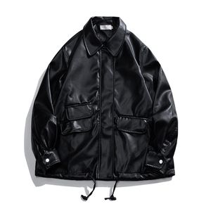 Men's Leather Faux Leather Pu Leather Jacket Men Black Faux Motorcycle Biker Suede Outerwear Fashion Bomber Jackets Mens Turn Down Collar Zipper Moto Coat 231109