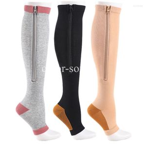 Spor çorapları sıkıştırma yüksek nefes alabilen hemşirelik açık ayak parmağı esnek sox destek diz anti-yorgan ince unisex