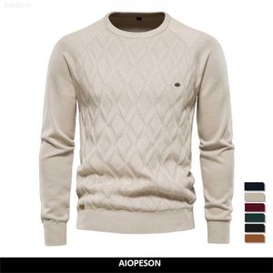 AIOPESON Argyle Basic Maglioni da uomo Tinta unita O-Collo Manica lunga Pullover maschile lavorato a maglia Moda invernale Nuovi maglioni caldi per uomo