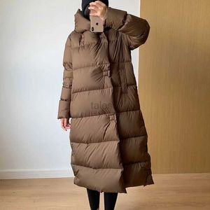 Women's Down Parkas Overdized Women's Down Jacket Long Hooded Parkas 2023 New Fashion Lightweight Warm 90% White Duck Down Coats Winter Overrock ZLN231109