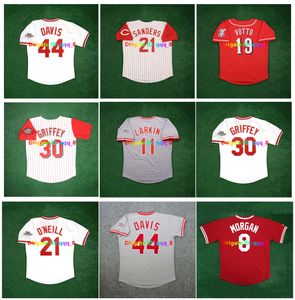 Eric Davis Deion Sanders Ken Griffey Sr. 1990 World Series Reds Baseball Jersey Baseball Pete Rose Joey Votto Bench Chris Sabo Paul Oneill Perez Joe Morgan Size S-4xl