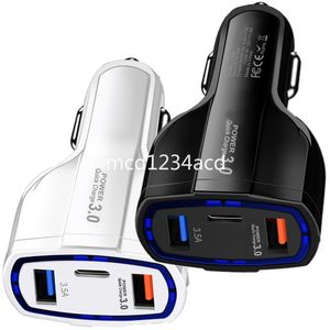 Snabb snabb laddning PD Typ C 7A QC3.0 3Ports Car Charger Vehicle Auto Power Adapters Chargers för iPad iPhone 14 15 Huawei Tablet PC M1 M1