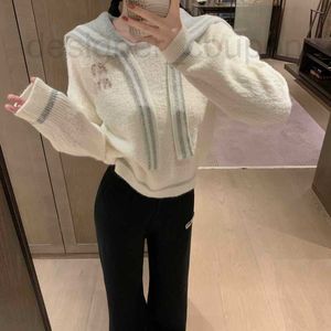 Women's Sweaters designer luxury M Letter Nail Diamond Navy Neck Shawl Knitted Sweater Top Pink Sweet Academy Style 8CZJ