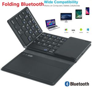 New Portable Mini Three Folding Bluetooth Keyboard Wireless Foldable Touchpad Keypad for IOS Phone Android Windows ipad Tablet