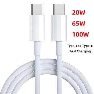 3ft 6ft 1M 2M QC 3.0 20W/ 65W/ 100W Schnellladung Typ C auf Typ C Schnellladung USB-Datenkabelkern TPE-Draht Weiß 2-in-1-Ladekabel Datenübertragung Universal Weiß