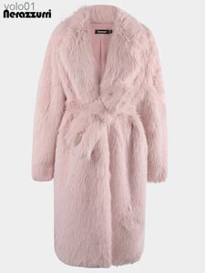 Pelliccia da donna in pelliccia sintetica nerazzurri invernale lunga oversize rosa pelosa spessa calda morbida pelliccia sintetica cappotto da donna telai di alta qualità allentato casual peloso soprabitoL231109