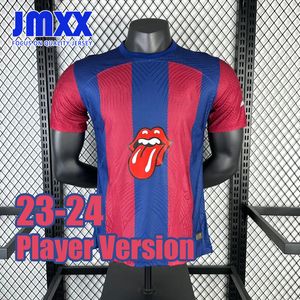 JMXX 23-24 Barcelona Özel Futbol Formaları Yuvarlanan Patta Mens Üniformaları Jersey Stone Man Futbol Gömlek 2023 2024 Oyuncu Versiyonu