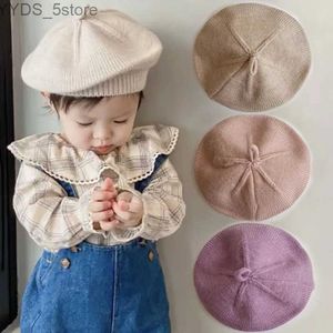 Beanie/Kafatası Kapakları Sevimli Bebek Beraları Yün Örgü Bere Şapkaları Fransızca Düz Ekose Top Kids Kapakları Çok yönlü yumuşak örgü Sonbahar Kış Açık Sıcak Şapka YQ231108