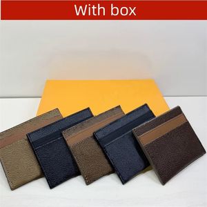 Zubehör Verpackung Organizer Designer Kartenhalter Geldbörse Kurzes Etui Geldbörse Hochwertige Tasche gestepptes Leder Damen Herren Geldbörse Schlüsselanhänger Kredit Münze Minitasche Braunes Canvas