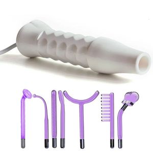 Face Care Devices Violet Red Ray 7pcs Portable High Frequency Glass Tube Wand Electrodes Spot Acne Remover Skin Care Face Hair Spa Beauty 231108