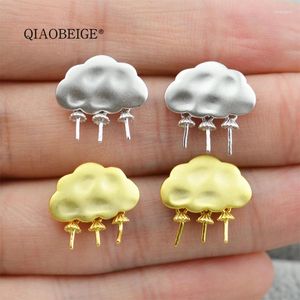 Brincos QIAOBEIGE Cloud Design 925 Sterling Silver Mount DIY Pearl Acessórios 3pcs 5-6mm Waterdrop Forma Pérolas de Arroz