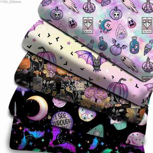 Fabric 50*145cm Star Bat Cat Halloween Polyester Cotton Fabric Tissue Sewing Quilting Fabrics Needlework Material DIY Handmade Curtain YQ231109